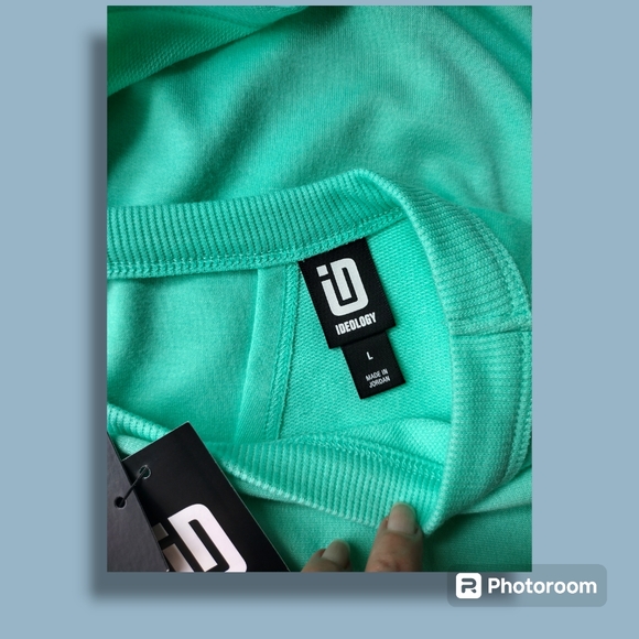 Nwt IDIOLOGY Seaglass Green Open Back  Sweatshirt Size Large - Picture 5 of 6